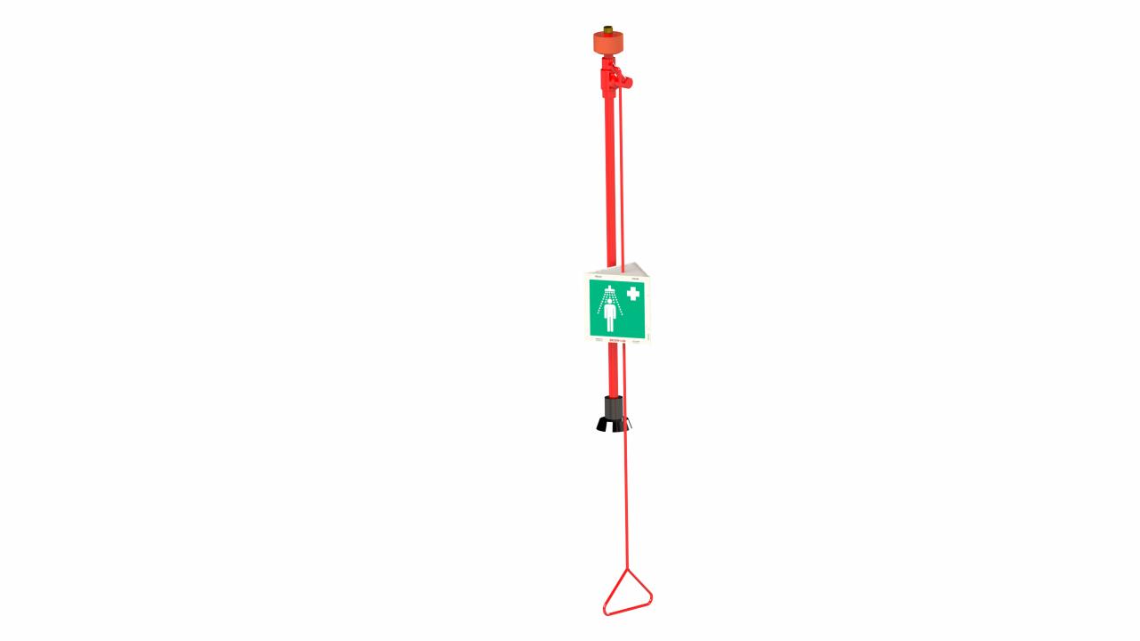 Nooddouche voor plafondmontage. Lengte 891mm. Aansluiting 1/2