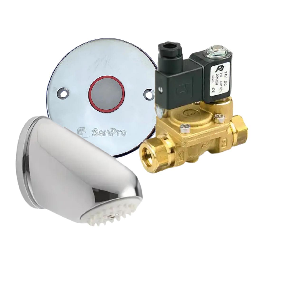 Sanpro douchebediening (drukker + magneetventiel en douchekop)